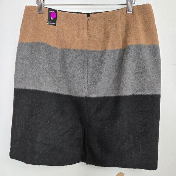 NWT Amanda + Chelsea Wool Blend Skirt Womens M Colorblock Quiet Luxury Neutrals - Picture 5 of 12